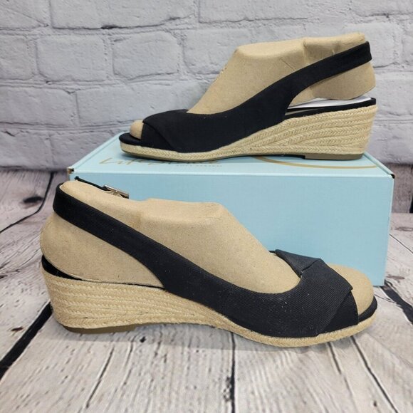 LifeStride Women's Socialite Peep Toe Slingback Espadrille Wedge Sandals - Picture 5 of 8